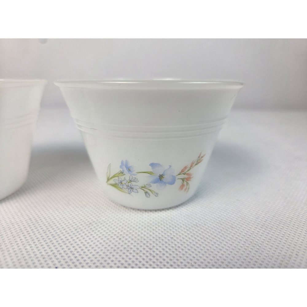Lot of 2 Indopal Floral Milk Glass Custard Bowls No Lids Made in Indonesia - Picture 2 of 5